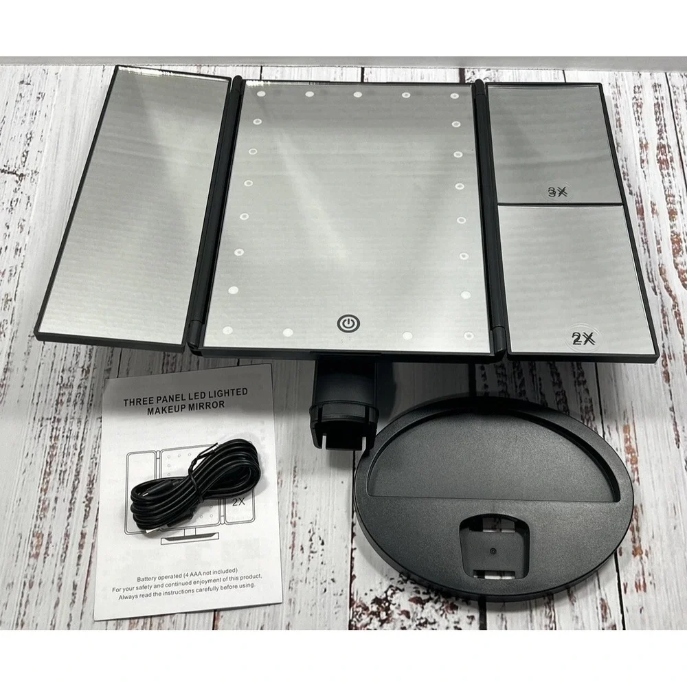 Infitrans LED Makeup Mirror Tabletop 3-Panel Vanity Lighted Dimmable